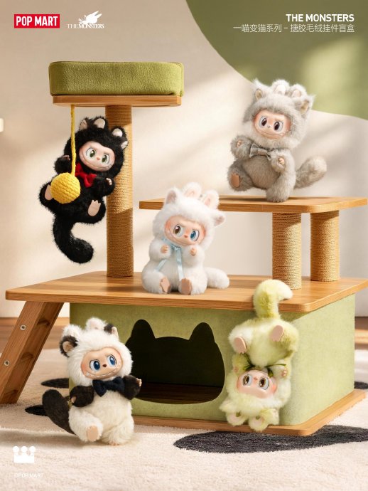 泡泡玛特 THE MONSTERS 一喵变猫系列 搪胶毛绒挂件 LABUBU
